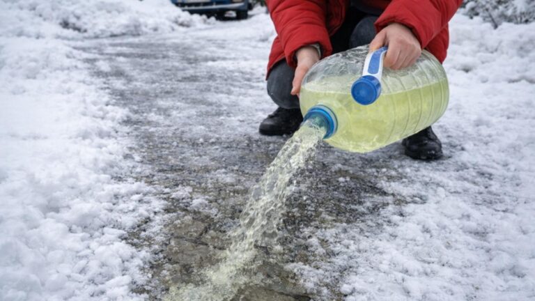 Dieser vergessene Trick macht deinen Gehweg eisfrei und spart dir viel Geld und Mühe…