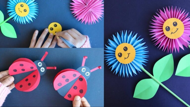 Diese einfache Technik verwandelt buntes Papier in wunderschöne Blumen und Marienkäfer…