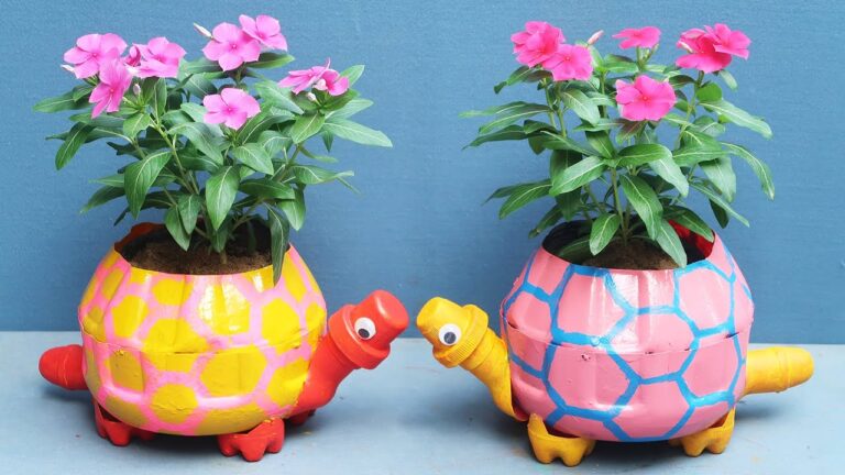 10 kreative Blumentöpfe in Schildkrötenform aus recycelten Plastikflaschen für deinen Garten