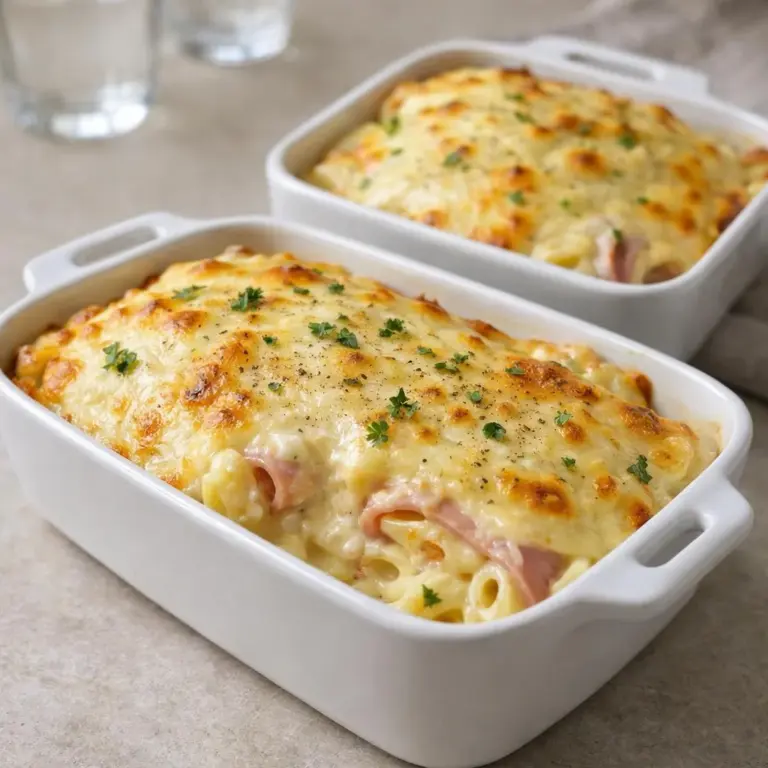 Cremiges Nudelgratin mit Schinken und Käsebéchamelsauce so gelingt’s