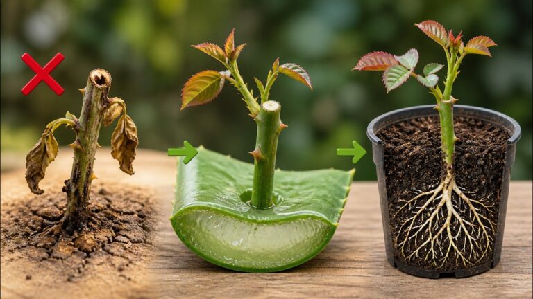 Wachse 7 Rosensetzlinge schnell mit nur einem Aloe Vera Stück!