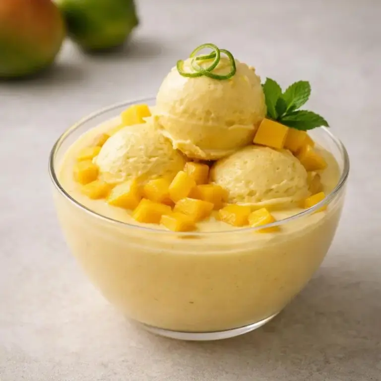 Mango-Joghurt-Eiscreme mit cremiger Limettennote