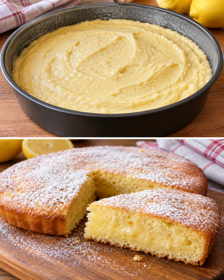 Der italienische Zitronenkuchen mit einer versteckten Cremewirbel-Füllung