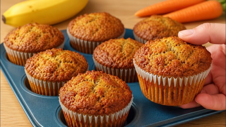 Gesunde Hafermuffins mit Banane und Karotte! In 1 Minute verputzt! Ohne Mehl!