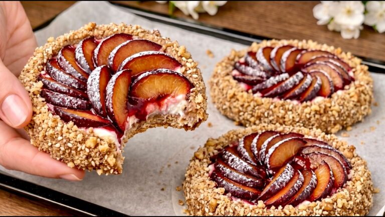 Haferflocken, Hüttenkäse und Pflaumen! Gesunde Kuchen ohne Mehl und Zucker!